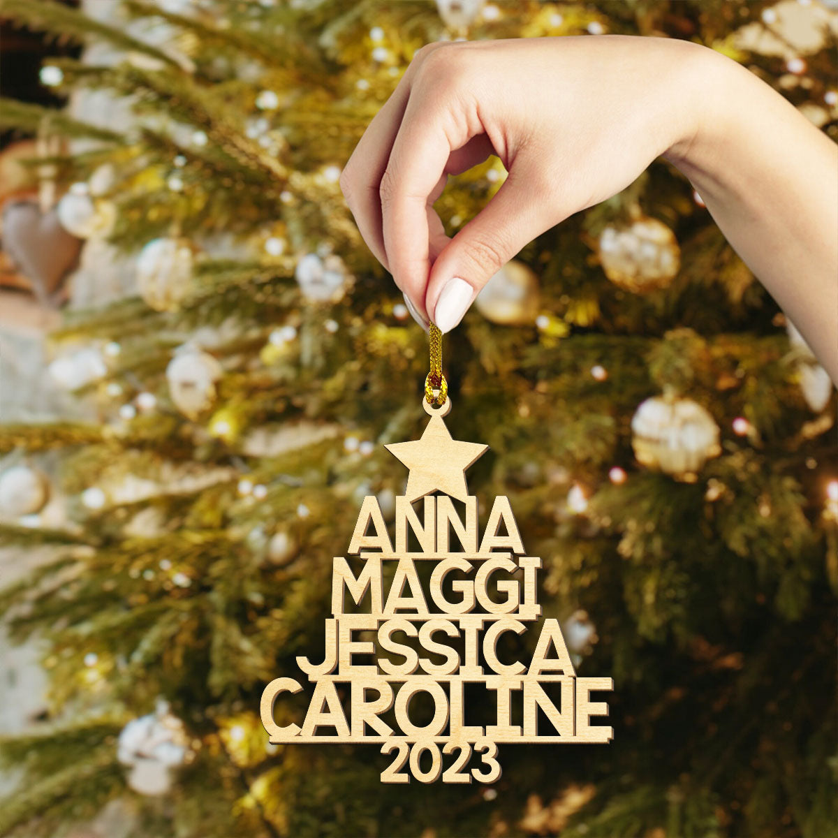 Christmas Tree Personalized Wood Ornament DS-009