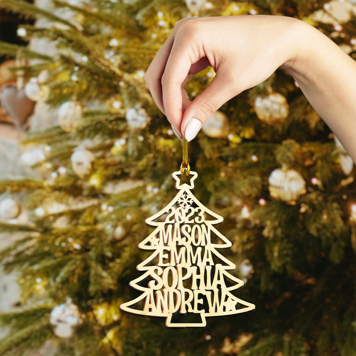 Christmas Tree Personalized Wood Ornament DS-60