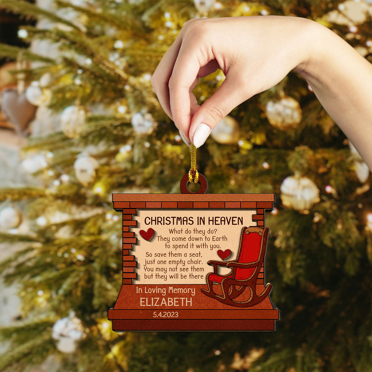 Christmas In Heaven Personalized Wood Ornament DS-52