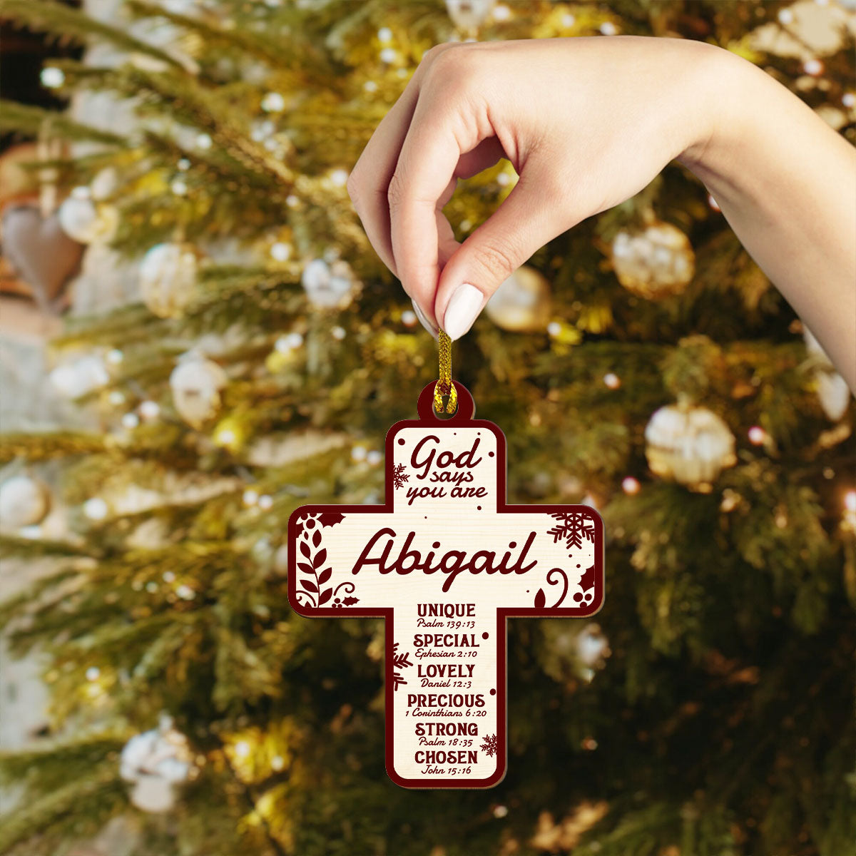 God Says I Am - Cross Personalized Wood Ornament DS-50