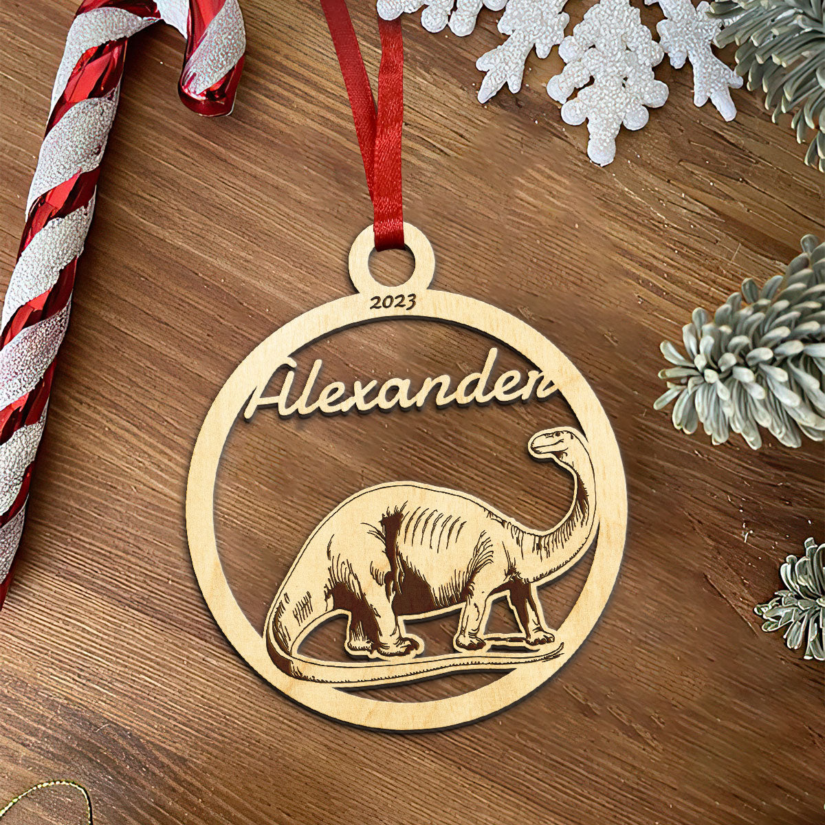 Brachiosaurus Personalized Wood Ornament DS-001