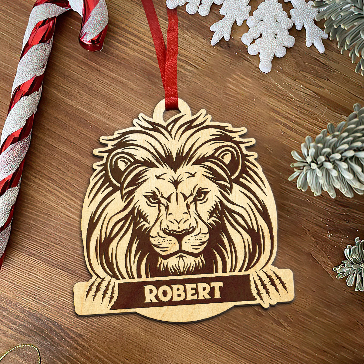 Lion Personalized Wood Ornament DS-007