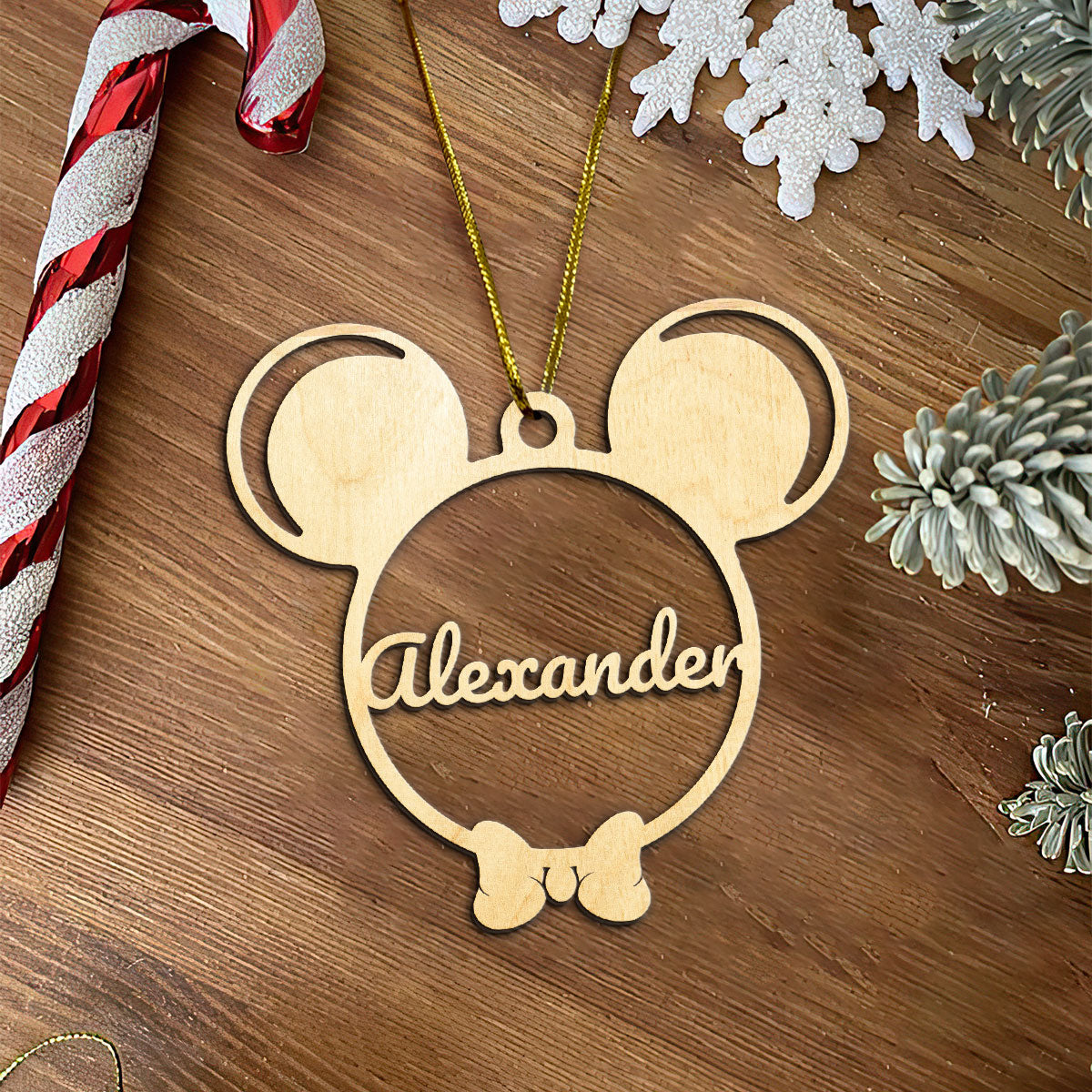 Mickey Personalized Wood Ornament DS-002