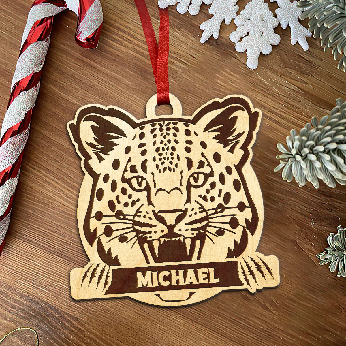 Panther Personalized Wood Ornament DS-007