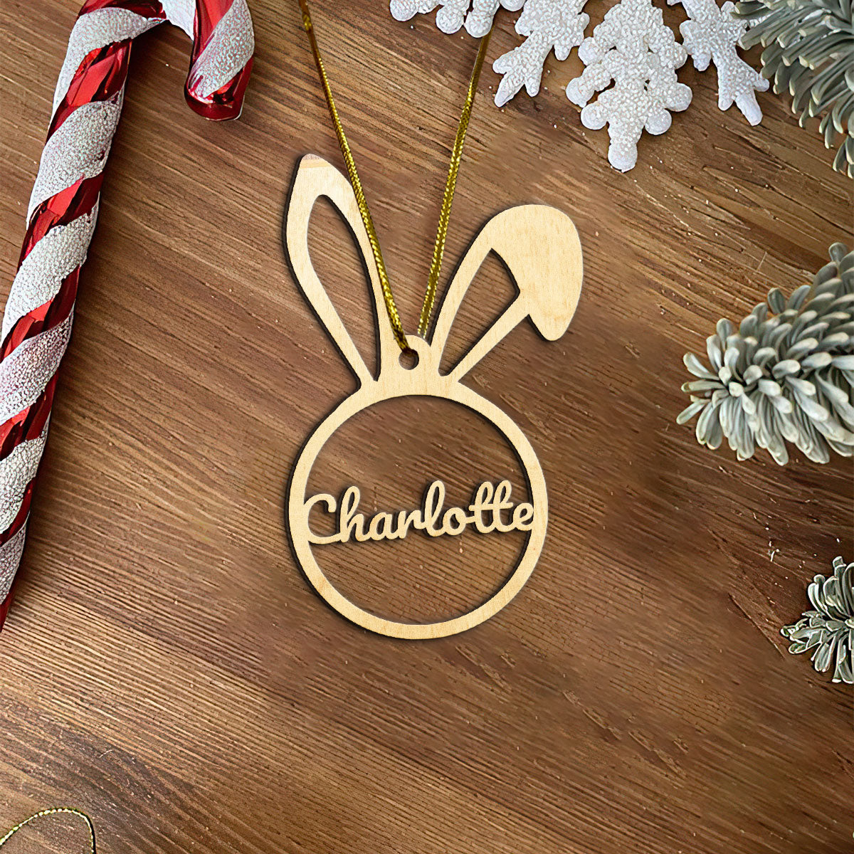 Rabit Personalized Wood Ornament DS-002