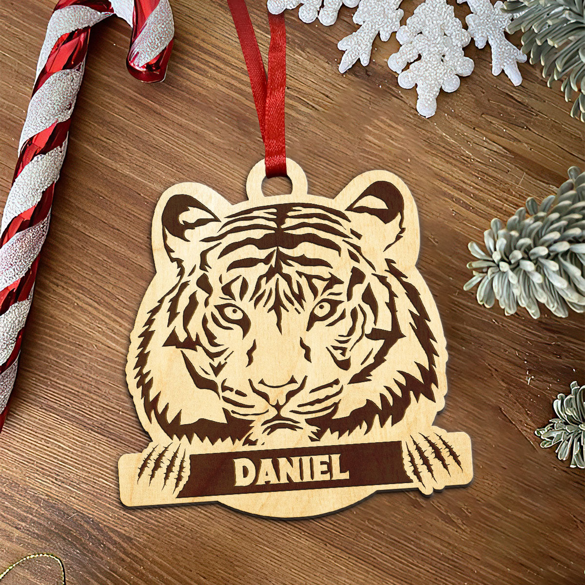 Tiger Personalized Wood Ornament DS-007