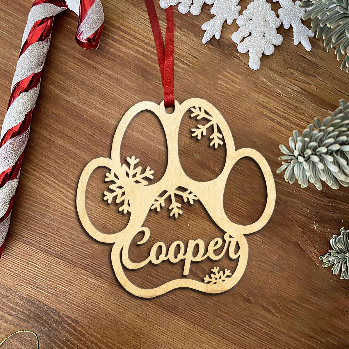 Dog And Cat Paw Shaped - Personalized Wooden Ornament DS-006
