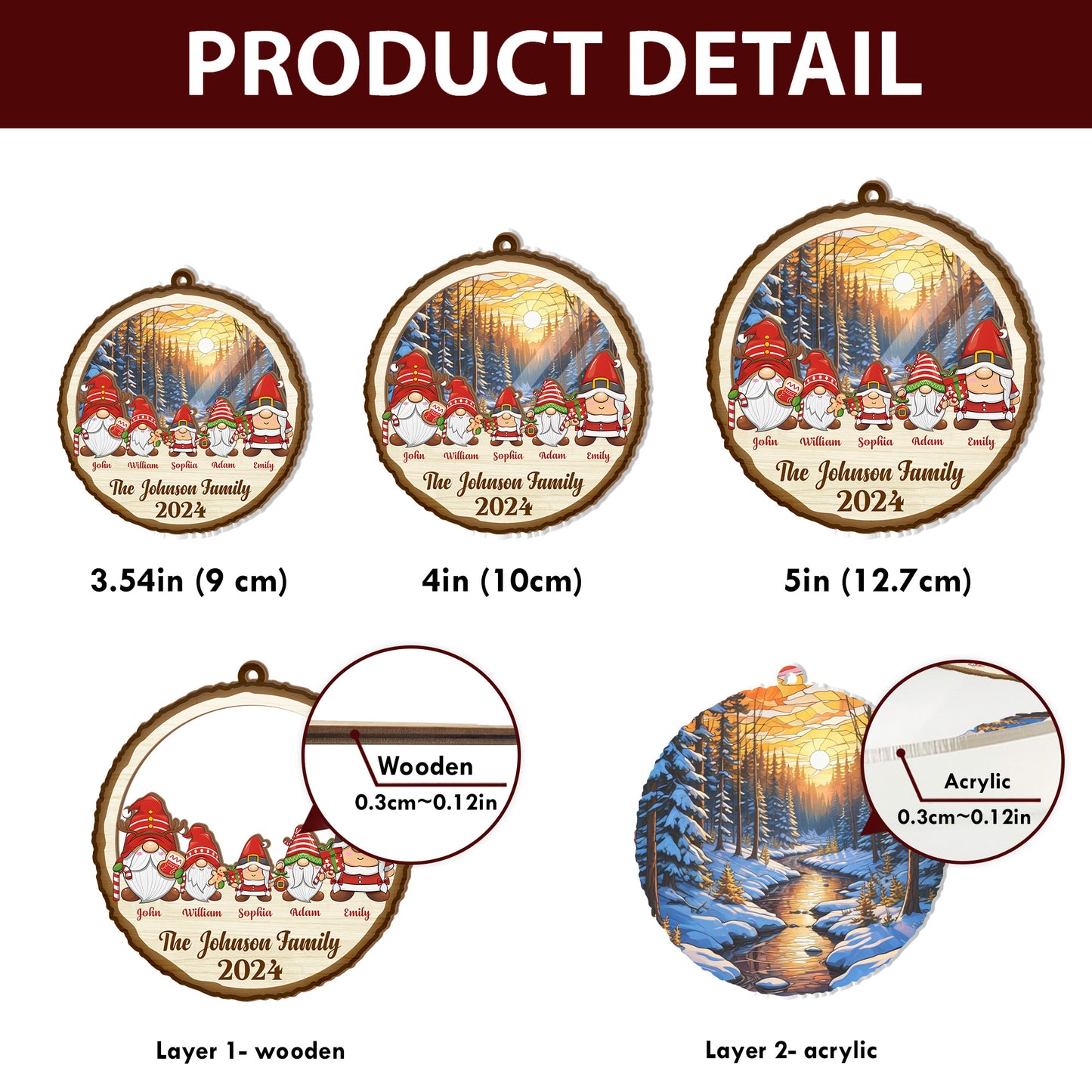 Gnome Family - Personalized Suncatcher Ornament DSSUNOPTN1103L
