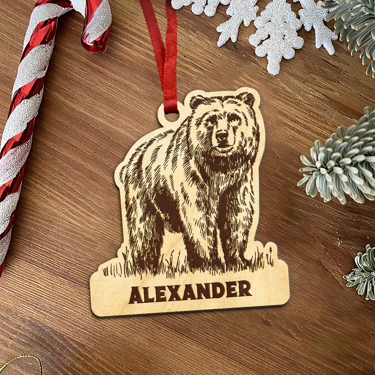 Bear Personalized Wood Ornament DS-15