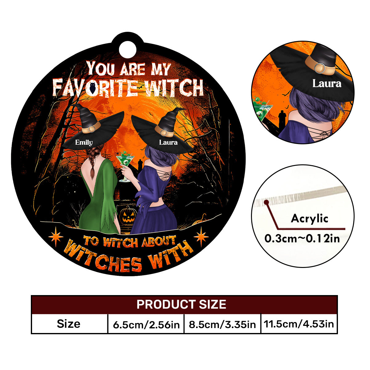 You Are My Favorite Witch Happy Halloween - Personalized 1-Side Car Acrylic Hanging Ornament DSUPCHOLTN1563D