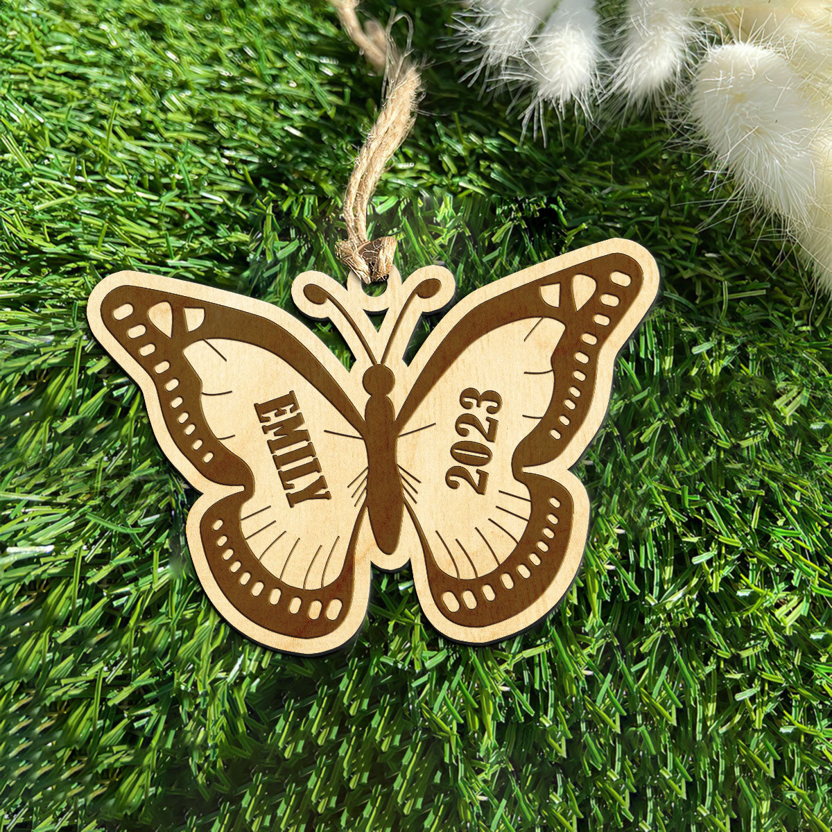 Butterfly Personalized Wood Ornament DS-11