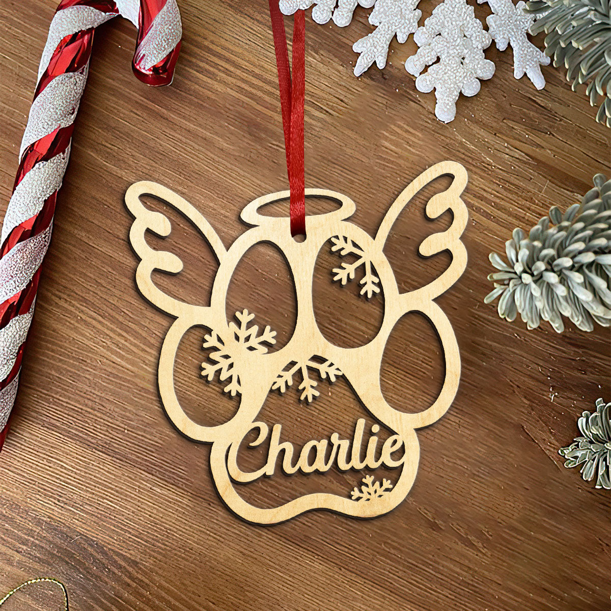 Dog And Cat Paw Shaped - Personalized Memorial Wooden Ornament DS-006