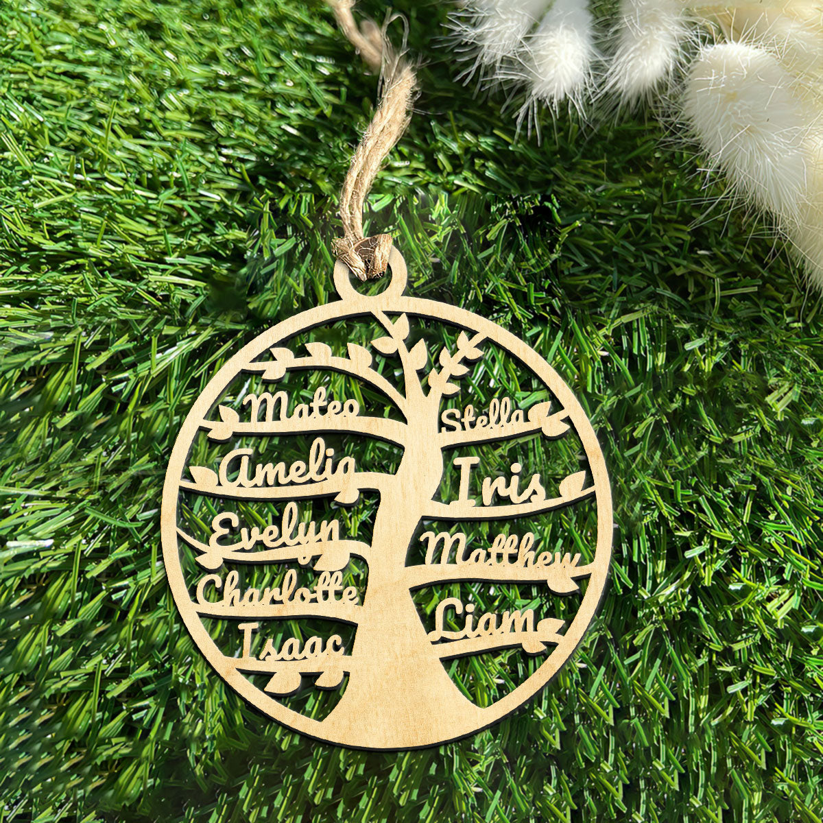 Family Name Tree Personalized Wood Ornament DS-61