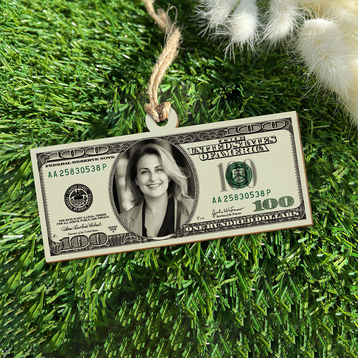 Customized Image Money - Personalized Wood Ornament DS-66