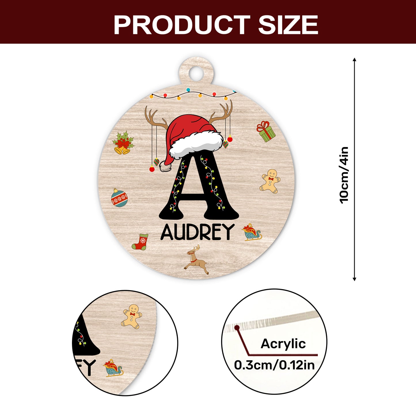 Christmas Letter Name - Personalized 1-Side Acrylic Ornament DSACOHLN2036M