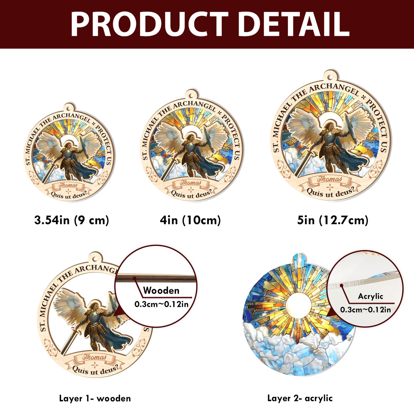 St Michael The Archangel - Personalized Suncatcher Ornament DSSUNOPHA1170M