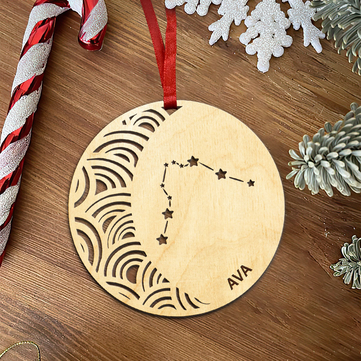 Aquarius Constellation Personalized Wood Ornament DS-005