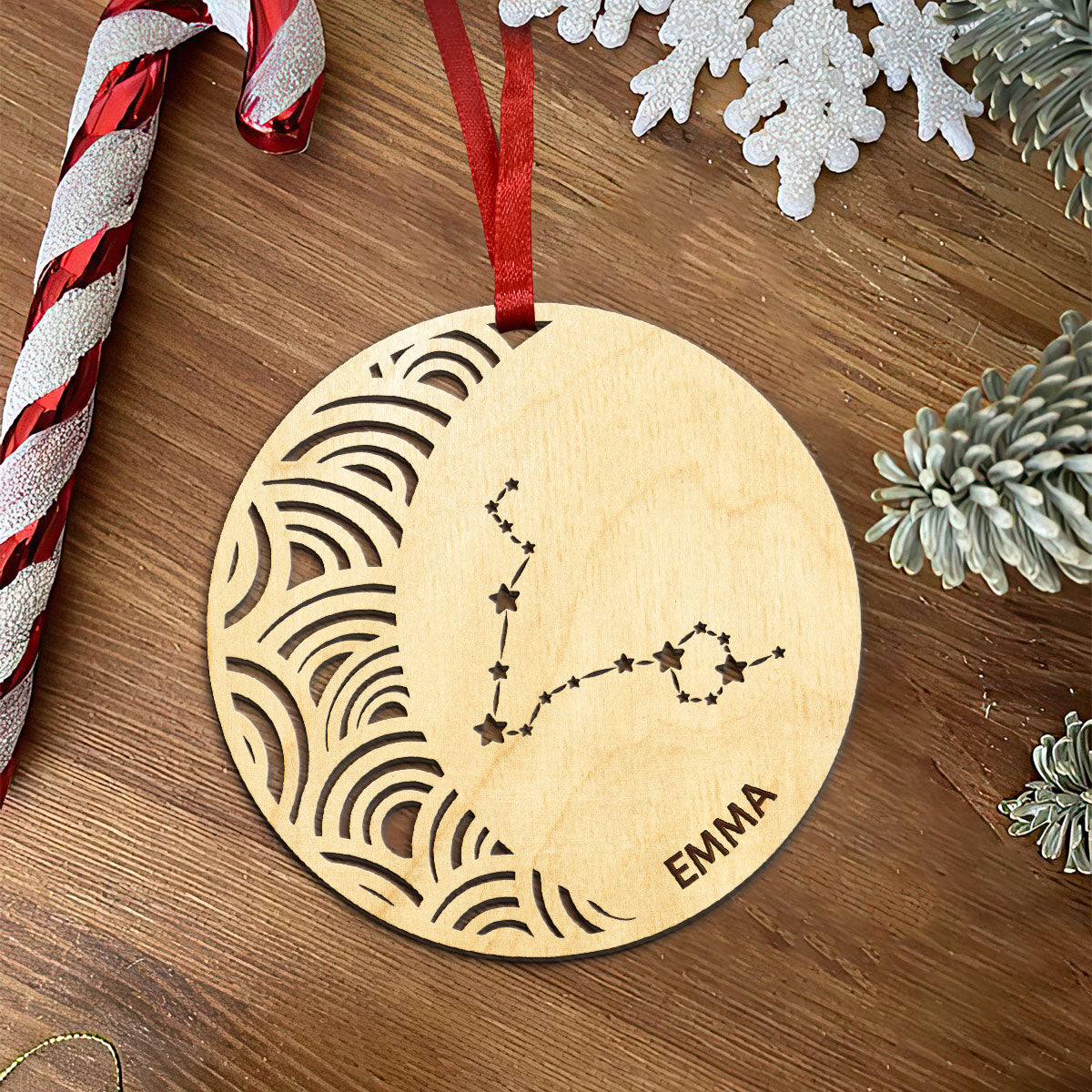Pisces Constellation Personalized Wood Ornament DS-005