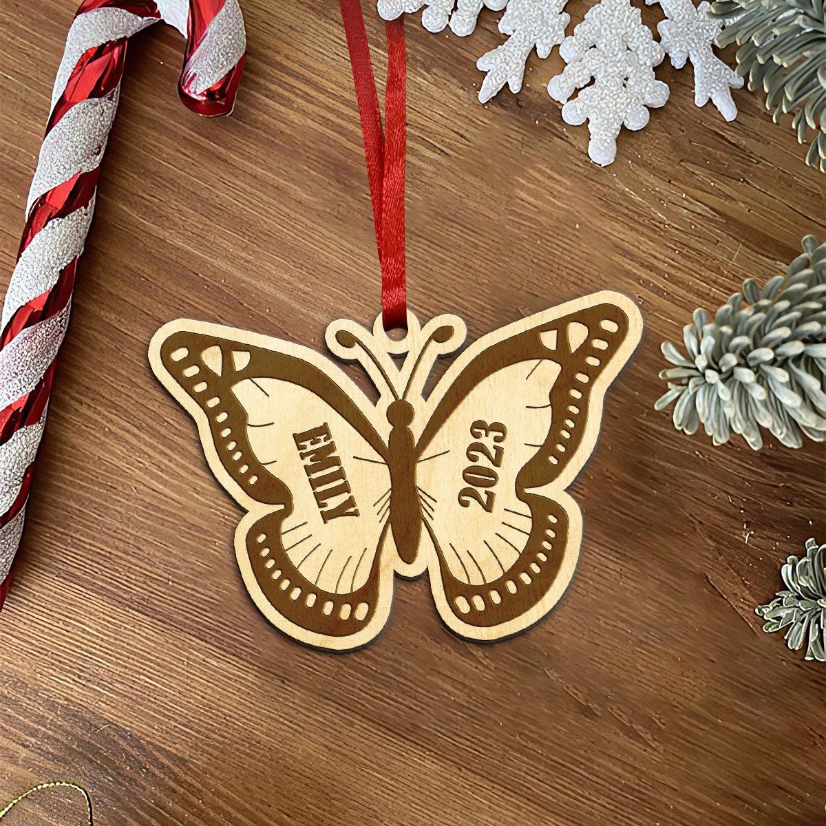 Butterfly Personalized Wood Ornament DS-11