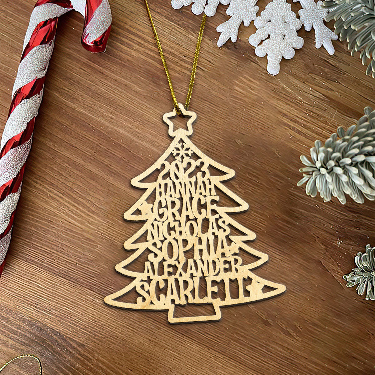 Christmas Tree Personalized Wood Ornament DS-60