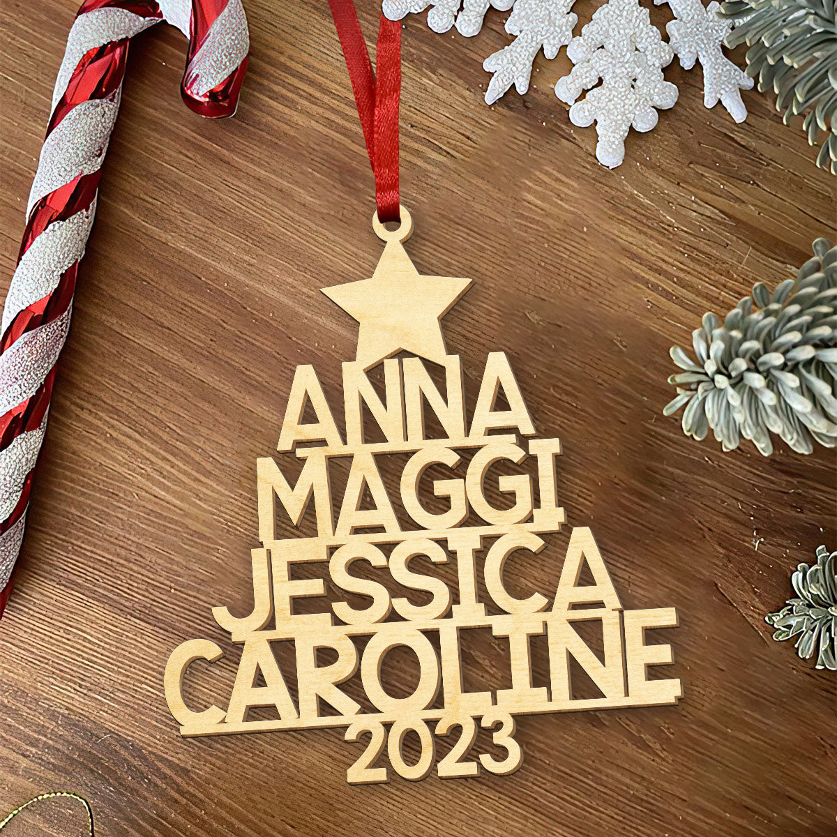 Christmas Tree Personalized Wood Ornament DS-009