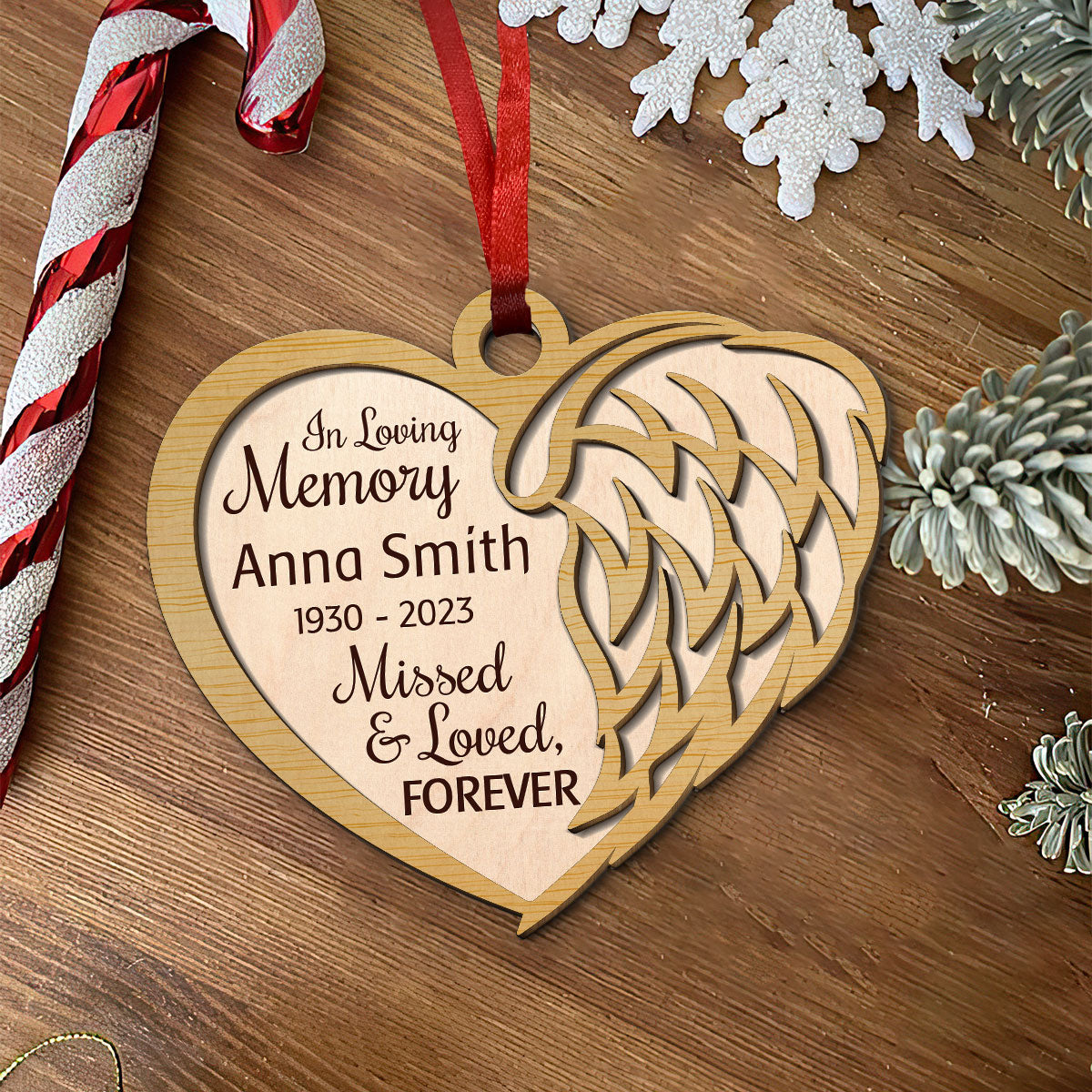 Missed And Loved Forever - Personalized Memorial Wood Ornament DS-53