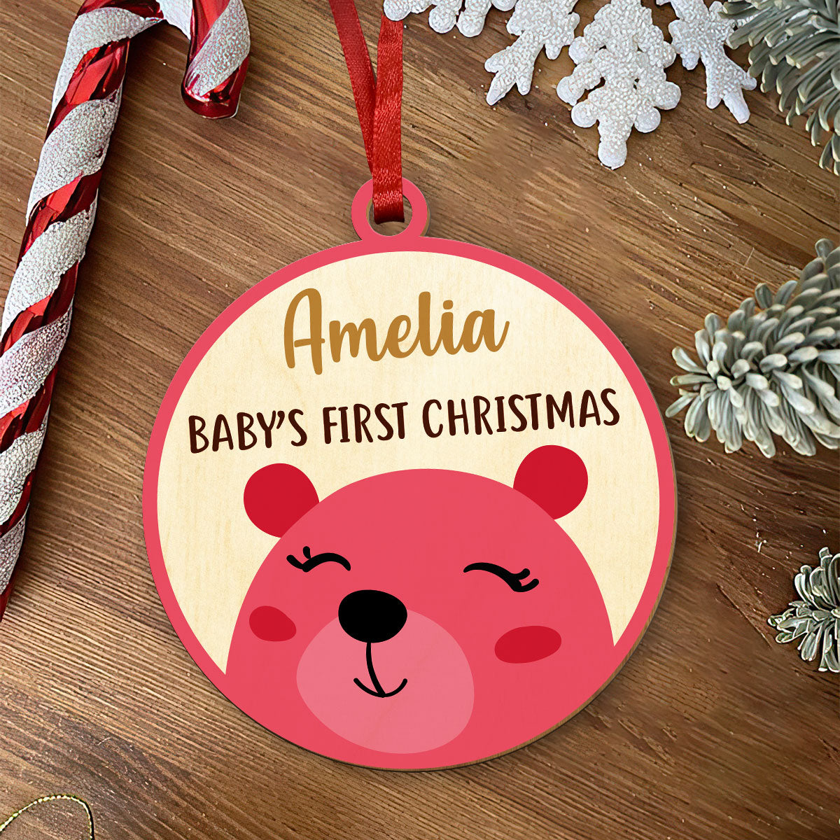 Baby Bear Personalized Wood Ornament DS-64