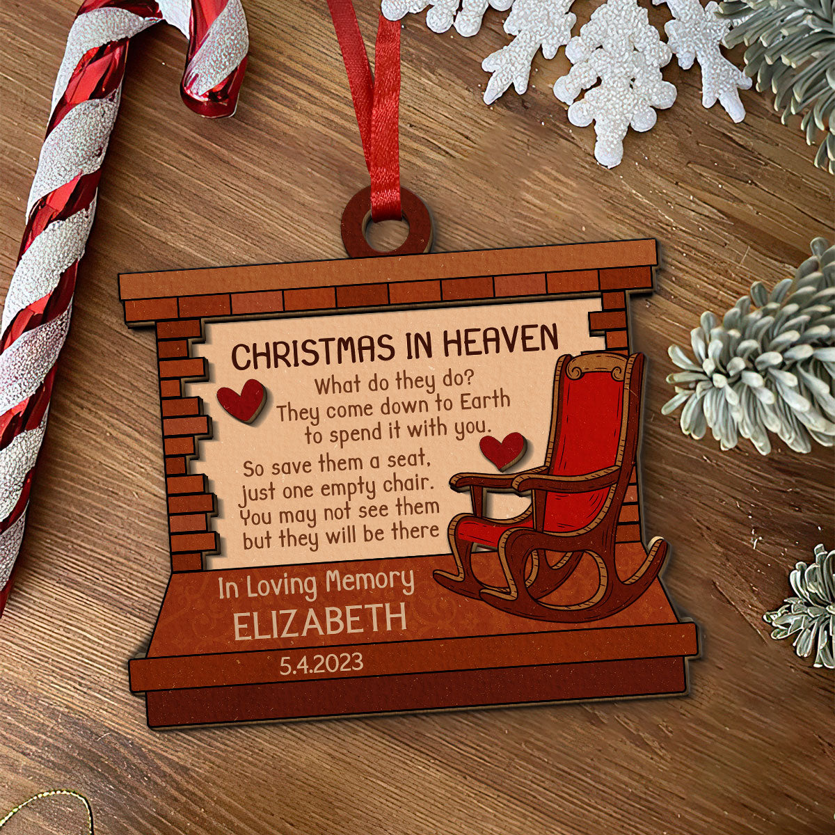 Christmas In Heaven Personalized Wood Ornament DS-52