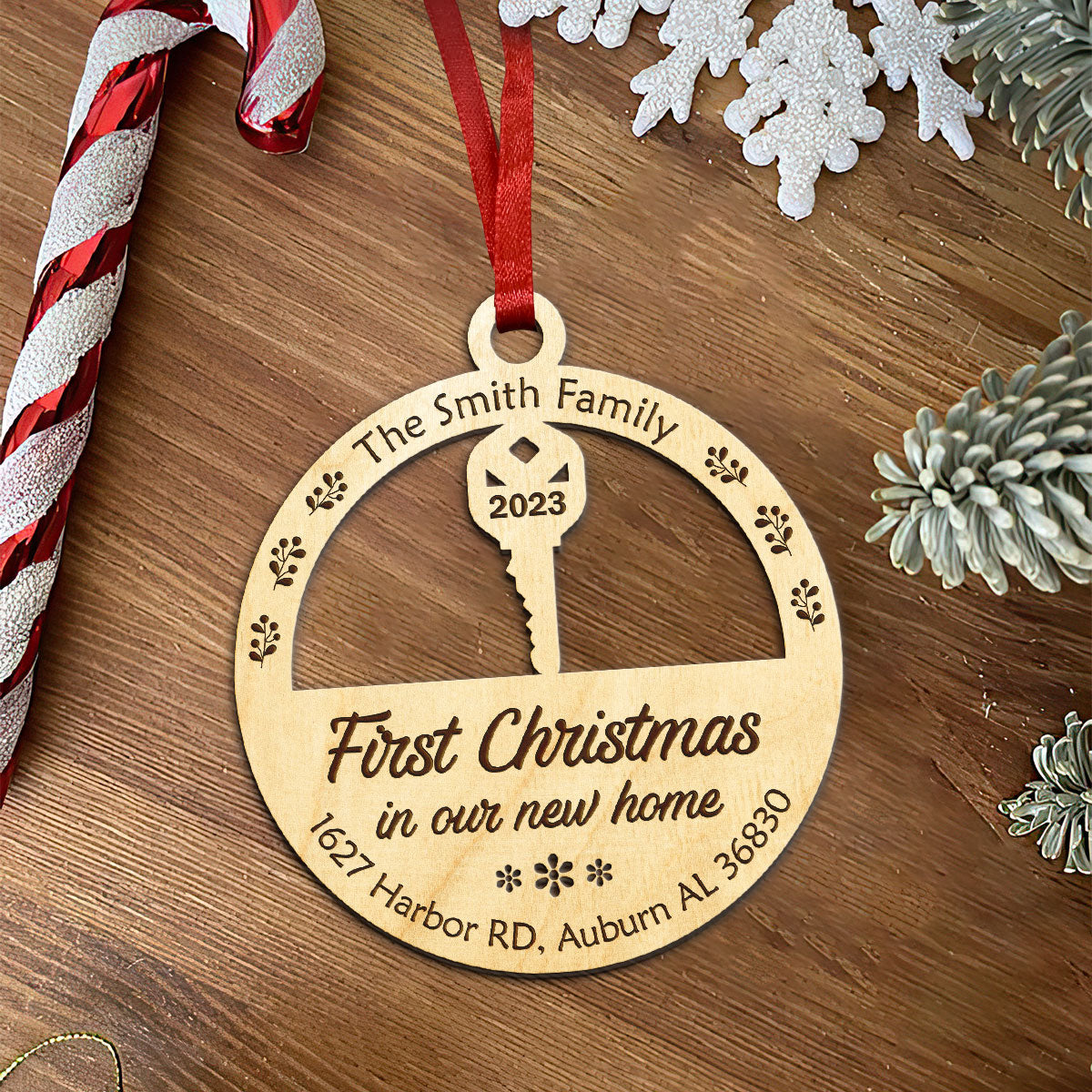 First Christmas In Our Home - Personalized Wood Ornament DS-56