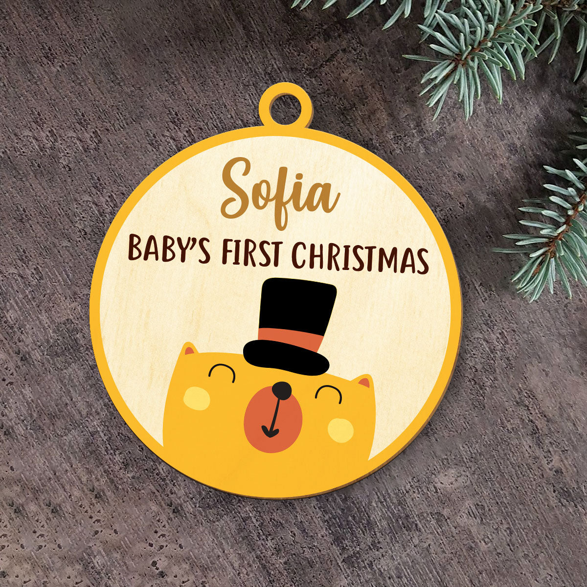 Baby Bear Personalized Wood Ornament DS-64