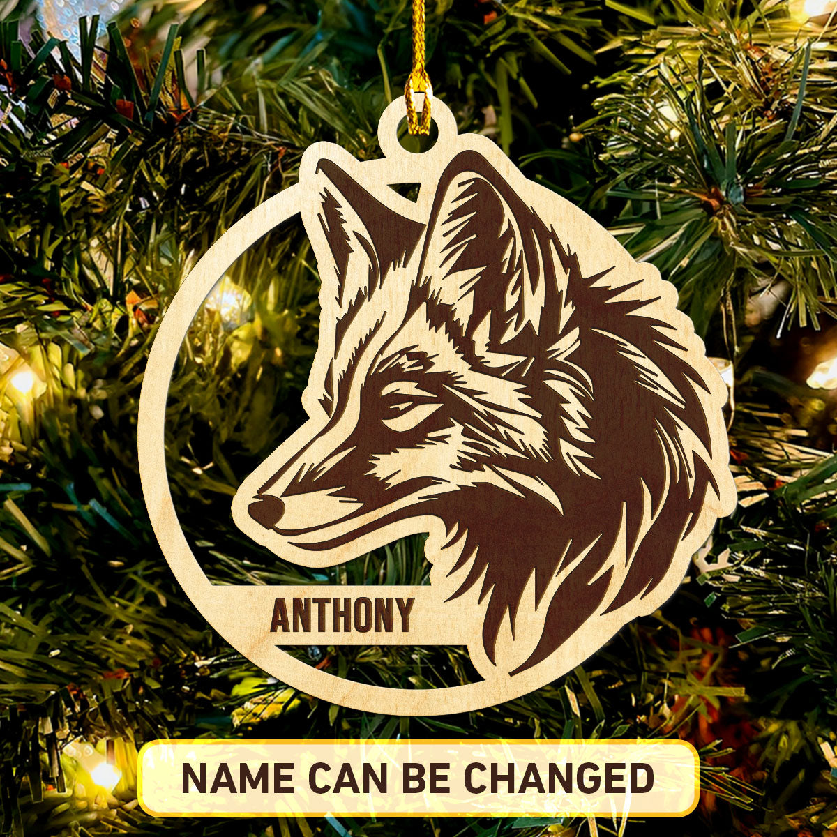 Fox Personalized Wood Ornament DS-17