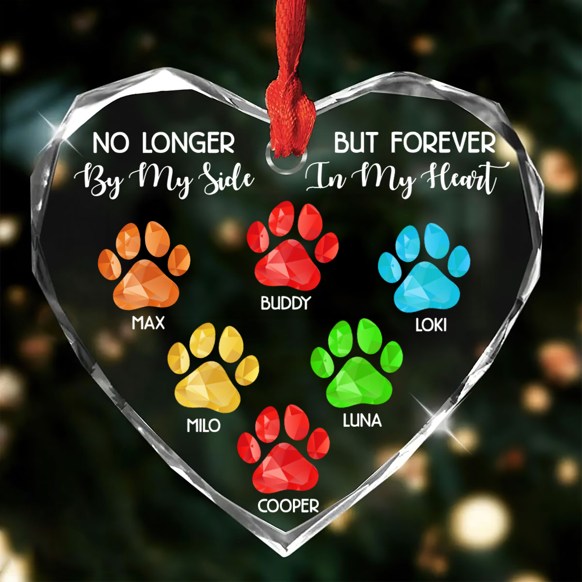 Pet Lovers Forever In My Heart - Personalized Heart Shaped Glass Ornament DSHGOHLN2136TA