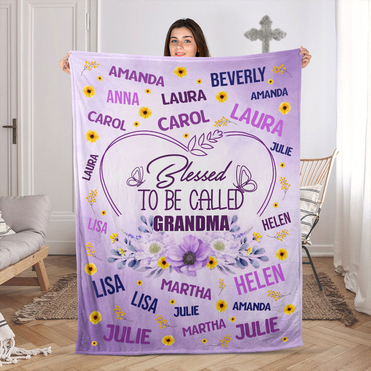Blessed To Be Called Grandma - Personalized Fleece Blanket DSFBHLPA2547T