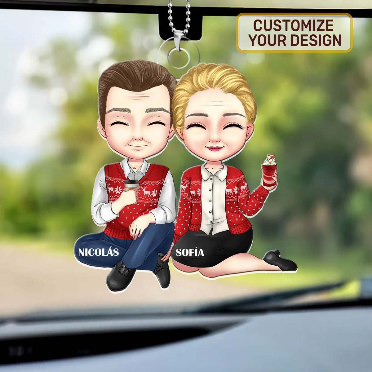 Old Couple - Personalized Custom Car Ornament DSUPCHOLN1495D