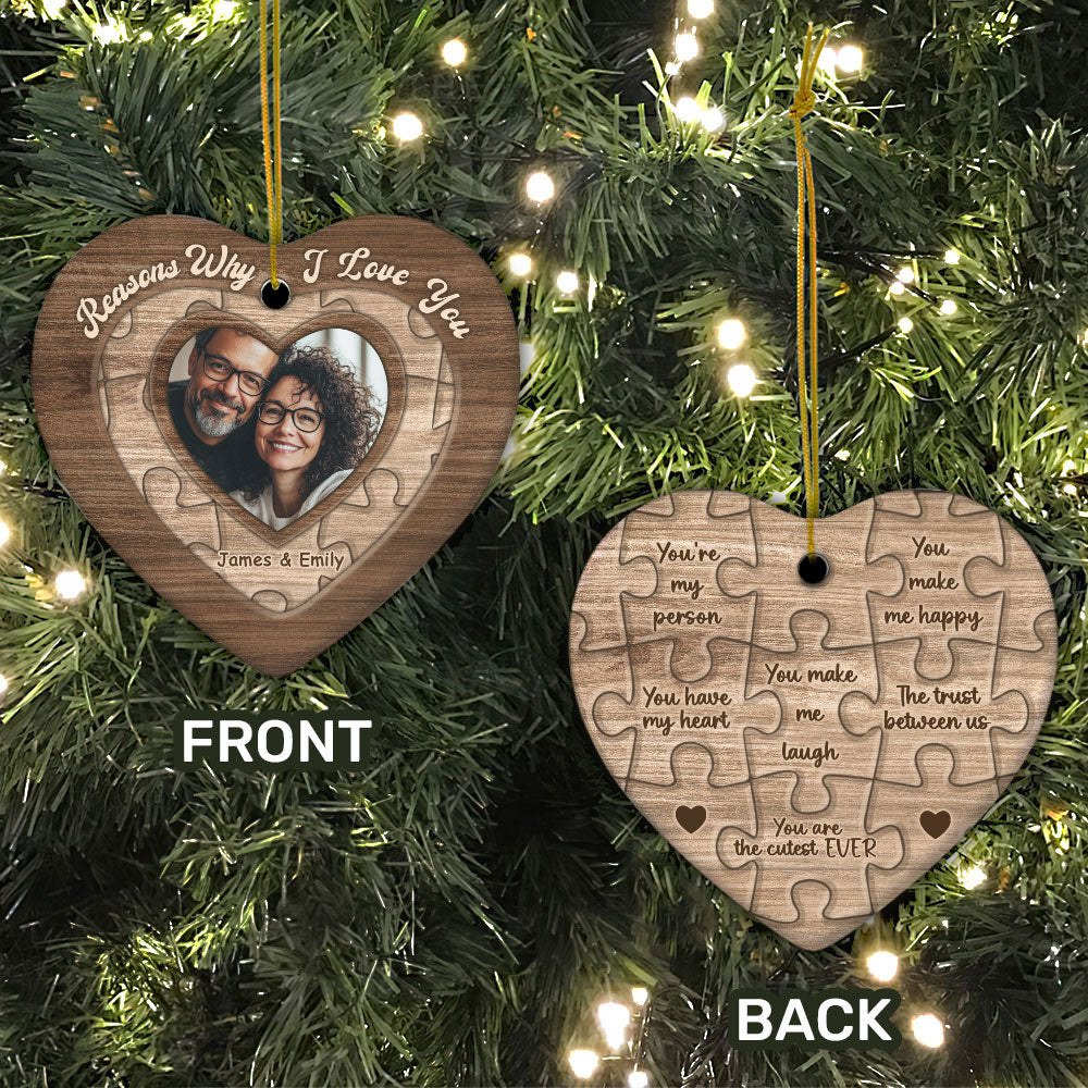 Reasons Why I Love You - Personalized Heart Shaped Ceramic Ornament DSHCOHLN2157TA