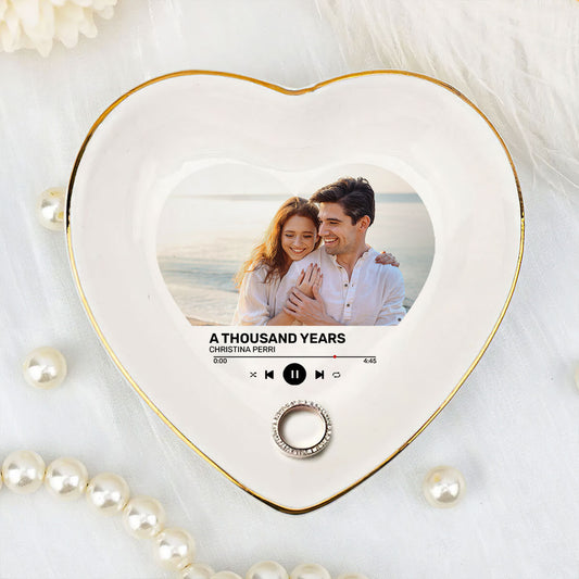 Our Favorite Love Song - Personalized Heart Shaped Jewelry Dish DSSHSCRDHLN2449M