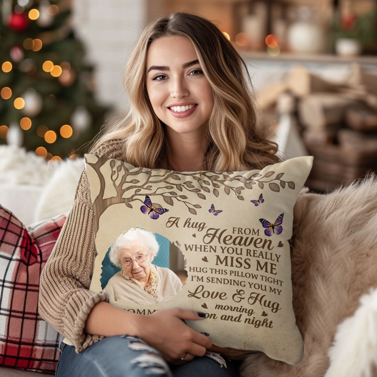 A Hug From Heaven - Personalized Crystal Velvet Pillow DSPILWHLPA2025M
