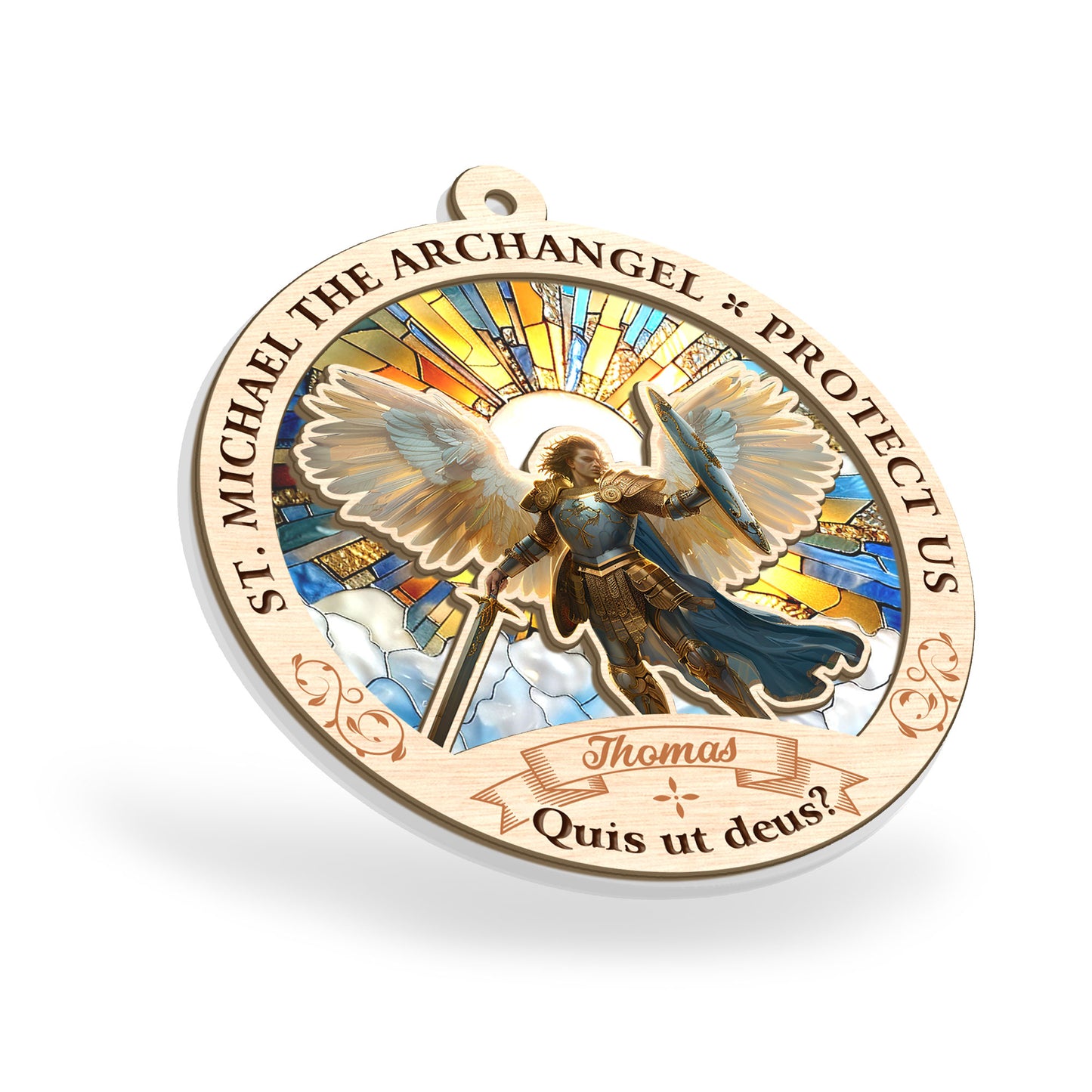 St Michael The Archangel - Personalized Suncatcher Ornament DSSUNOPHA1170M