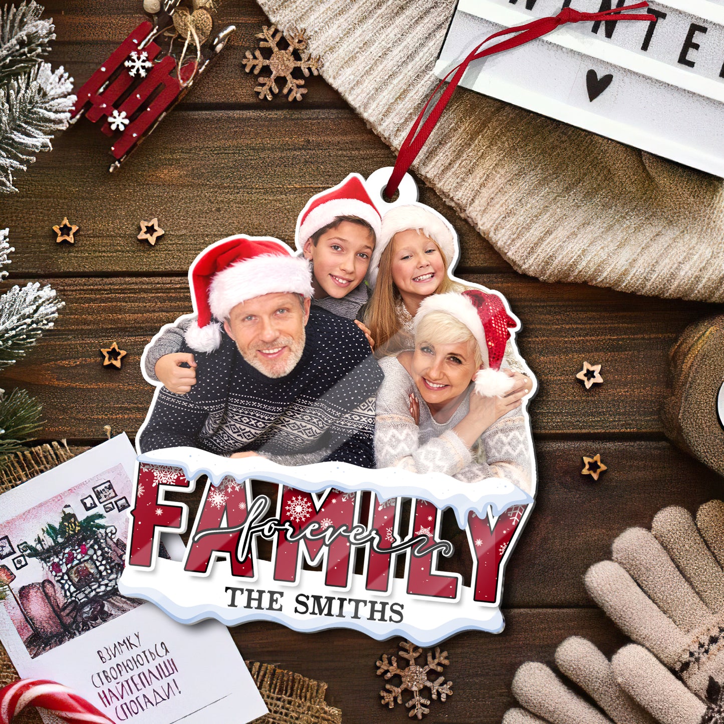 Family Forever - Personalized 1-Side Acrylic Ornament DSACOTHA1008D