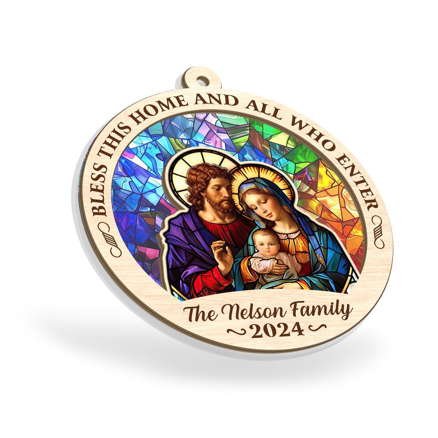 Bless This Home And All Who Enter - Personalized Suncatcher Ornament DSSUNOPHA1106M