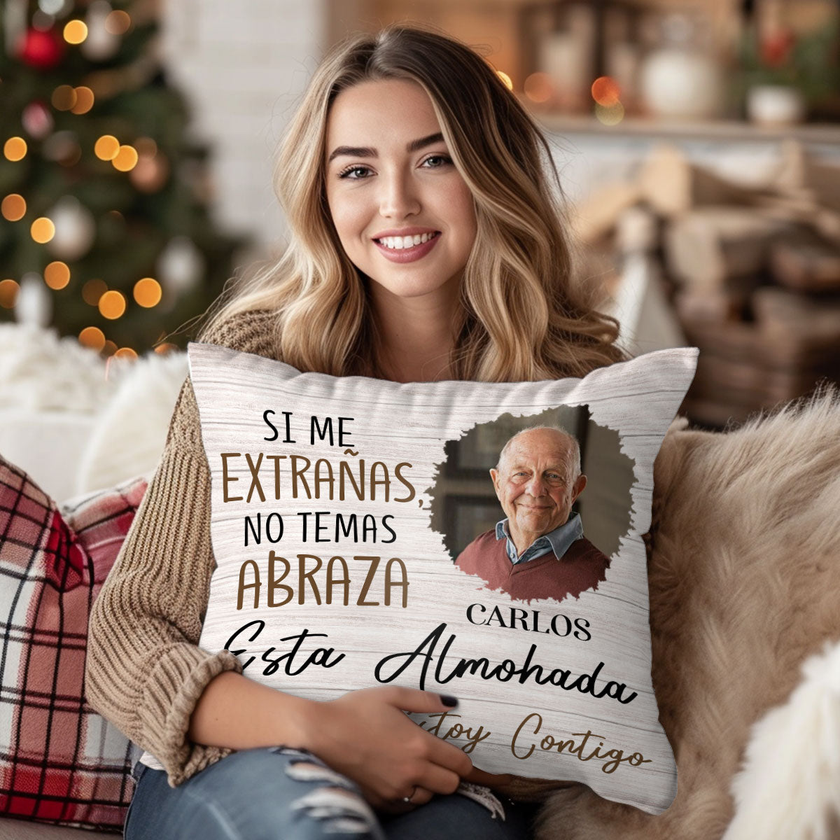 Siente Que Estoy Contigo - Personalized Crystal Velvet Pillow DSPILWHLN1913L