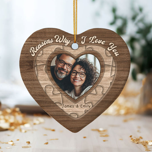 Reasons Why I Love You - Personalized Heart Shaped Ceramic Ornament DSHCOHLN2157TA