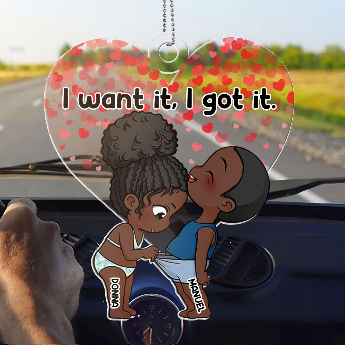 It's My Present Funny Couple - Personalized Custom Car Ornament DSUPCHOLN1561D