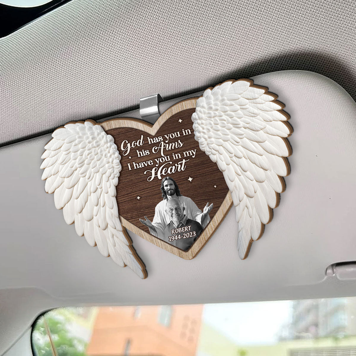 God Has You In His Arms I Have You In My Heart - Personalized Car Visor Clip DSCVCDN2196TA
