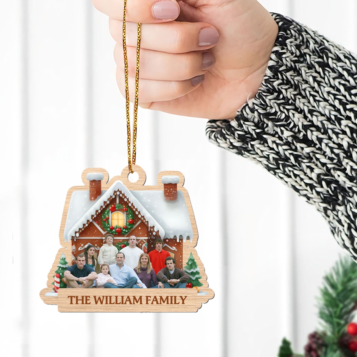 Custom Photo Family Gingerbread House - Personalized 1-Side Acrylic Ornament DSACOHLPA2125M