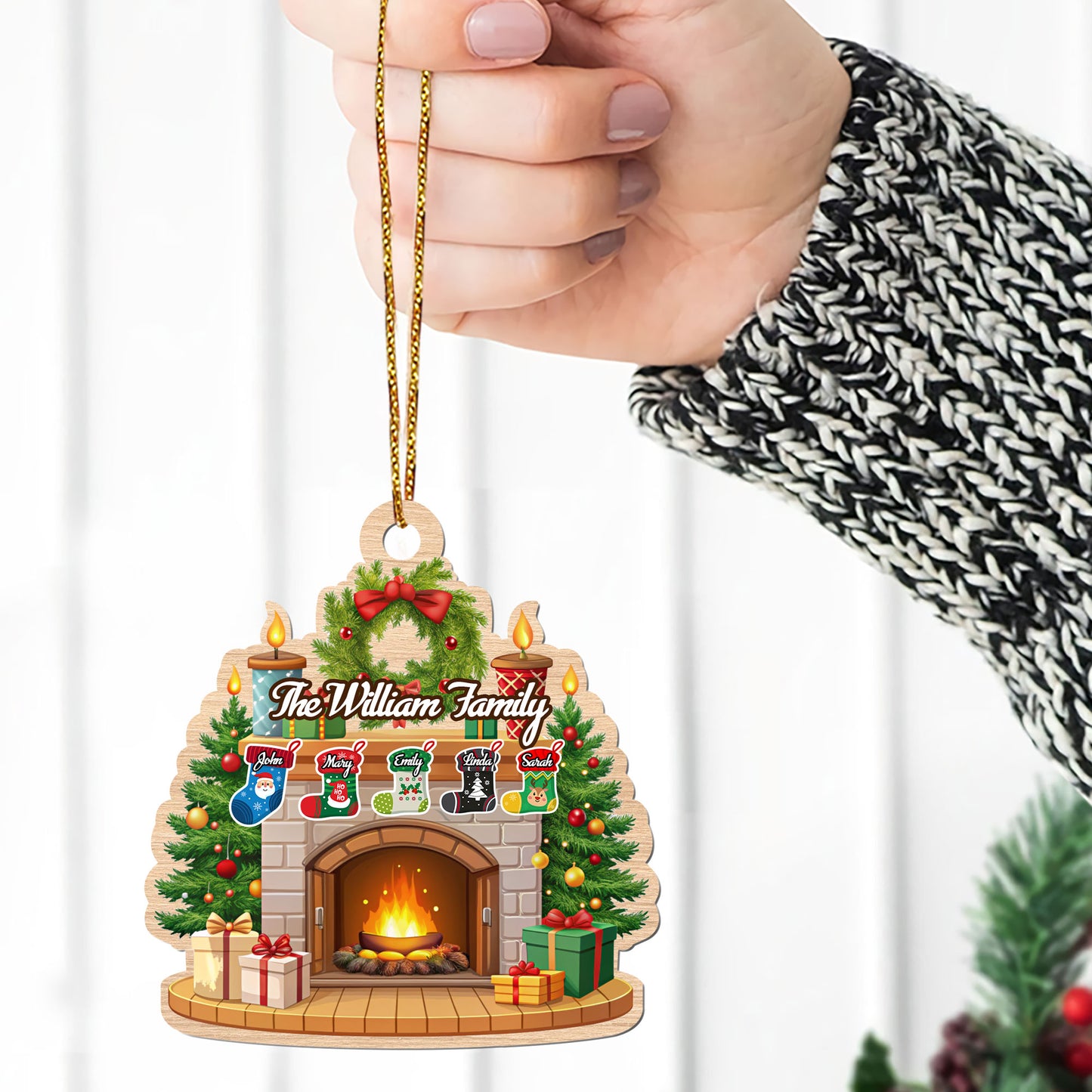Stocking Christmas Family - Personalized 1-Side Acrylic Ornament DSACOHLPA2111M