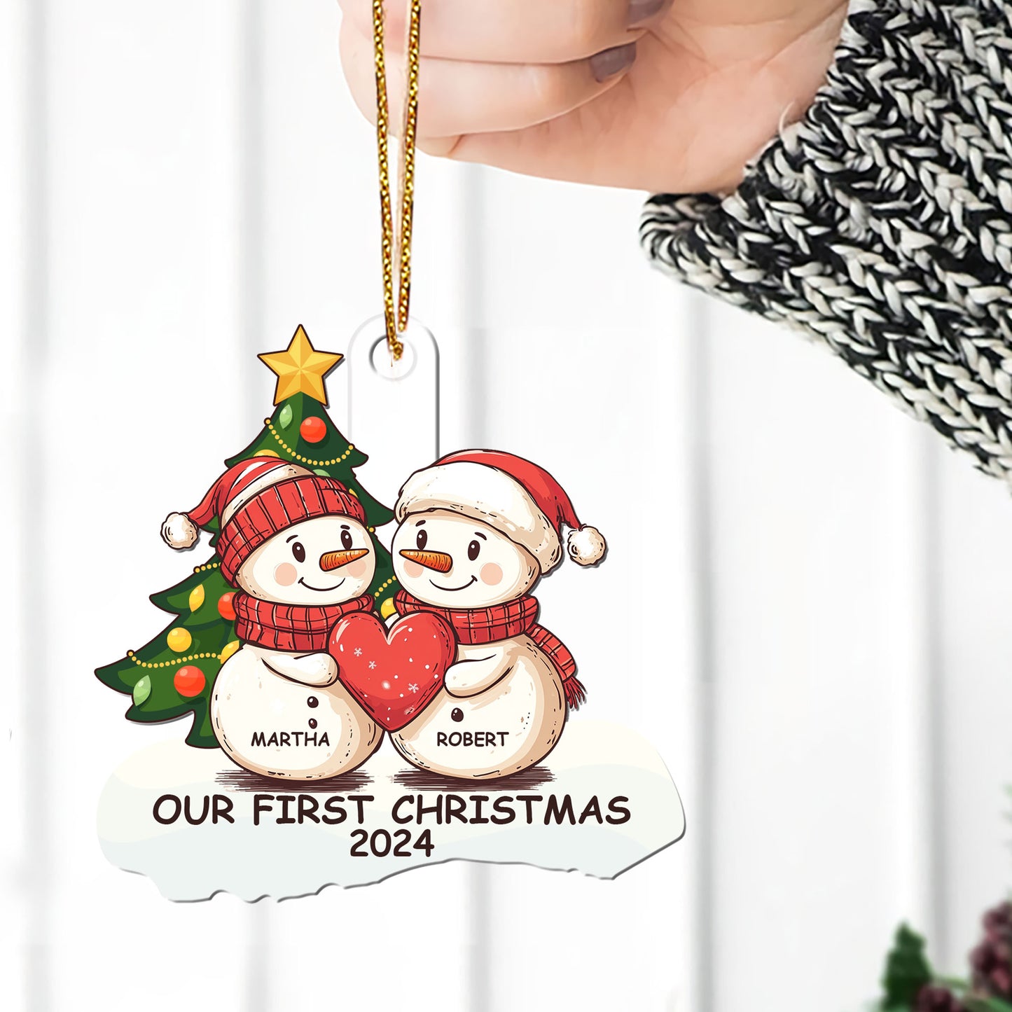 Our First Christmas Snowman Couple - Personalized 1-Side Acrylic Ornament DSACOHLN2380T