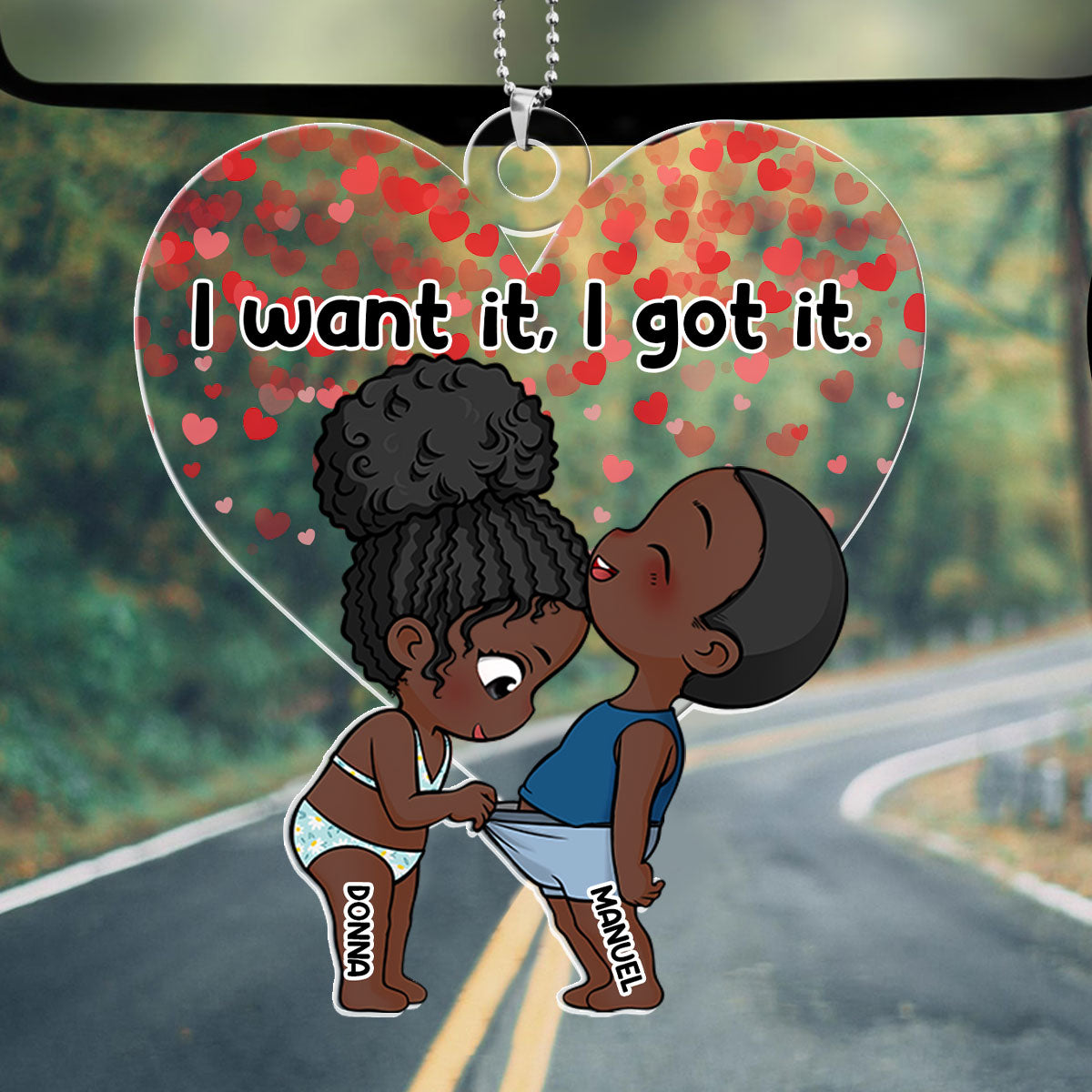 It's My Present Funny Couple - Personalized Custom Car Ornament DSUPCHOLN1561D