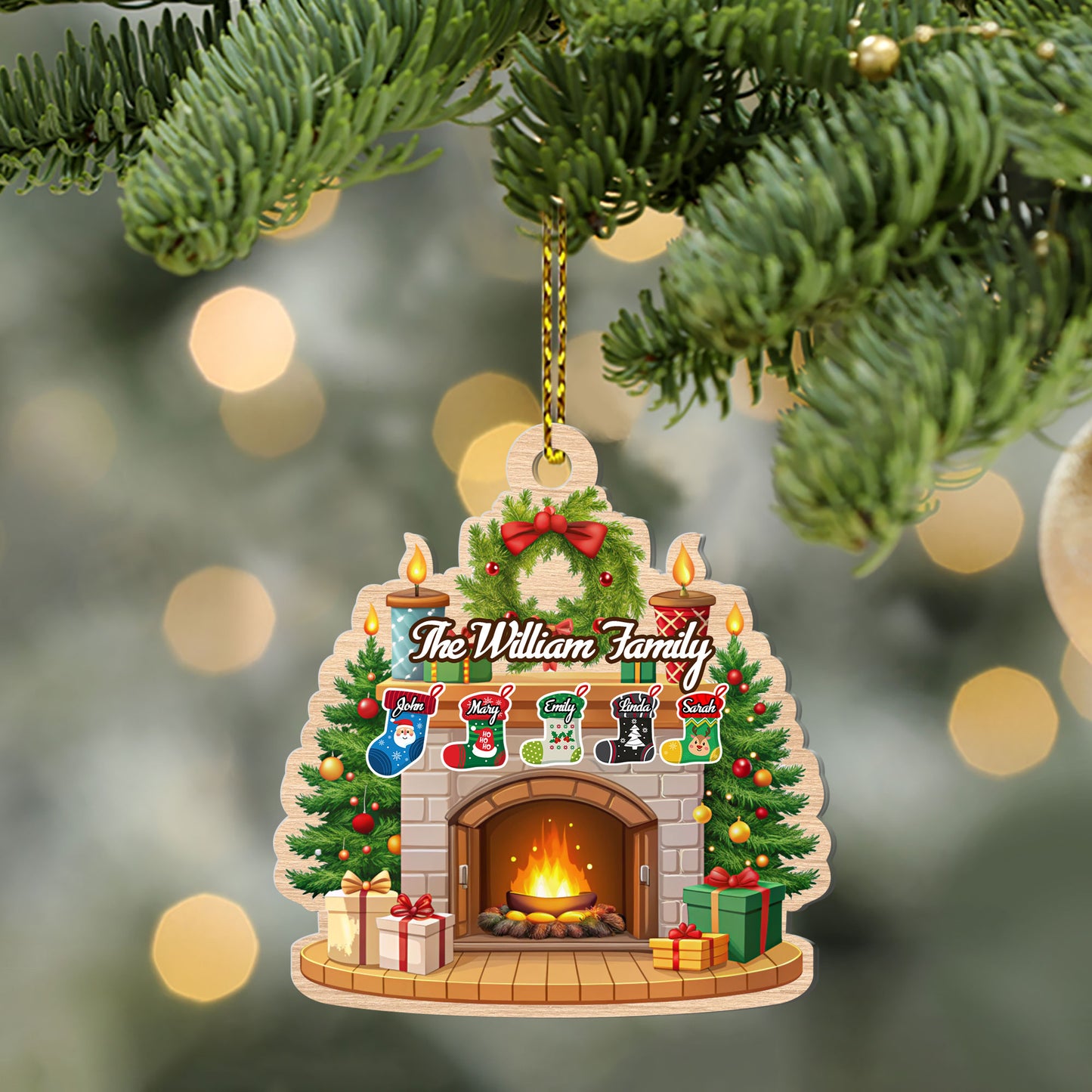 Stocking Christmas Family - Personalized 1-Side Acrylic Ornament DSACOHLPA2111M