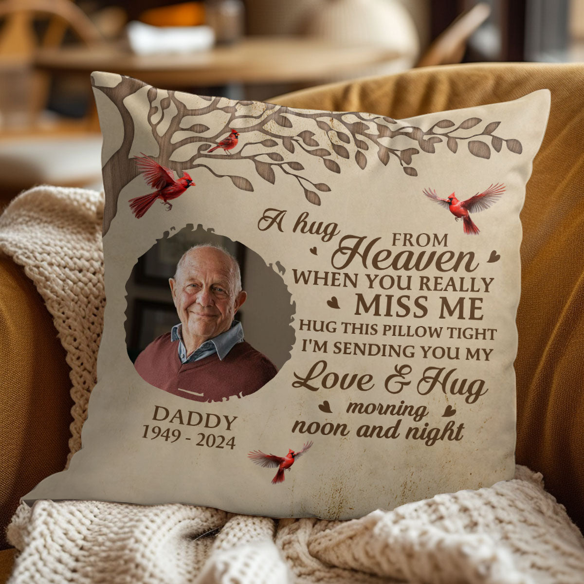 A Hug From Heaven - Personalized Crystal Velvet Pillow DSPILWHLPA2025M